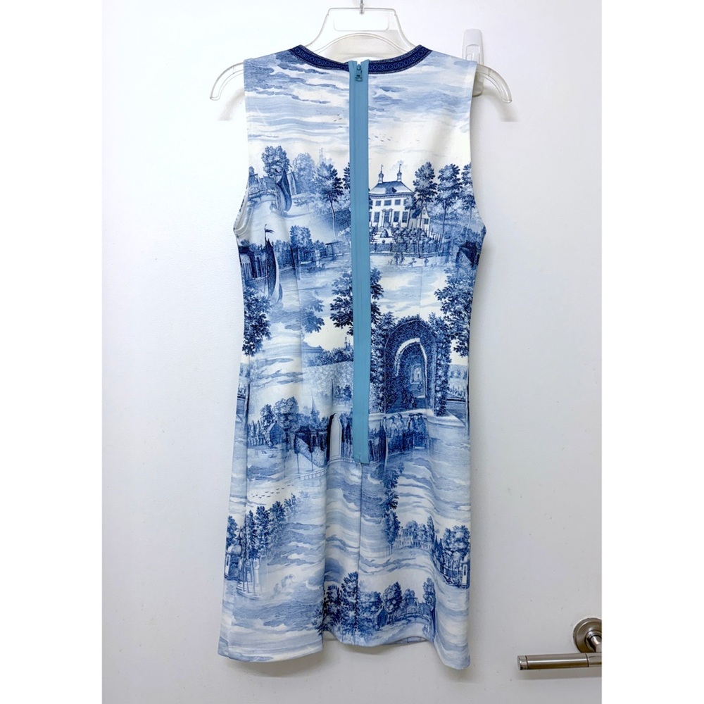 NWT Alice + Olivia Wynell Chateau A Line Mini Dress Blue Toile De Jouy Floral 6 - Picture 8 of 12